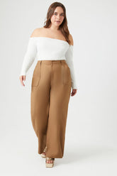 Forever 21 Plus Women's Straight-Leg Pants Khaki