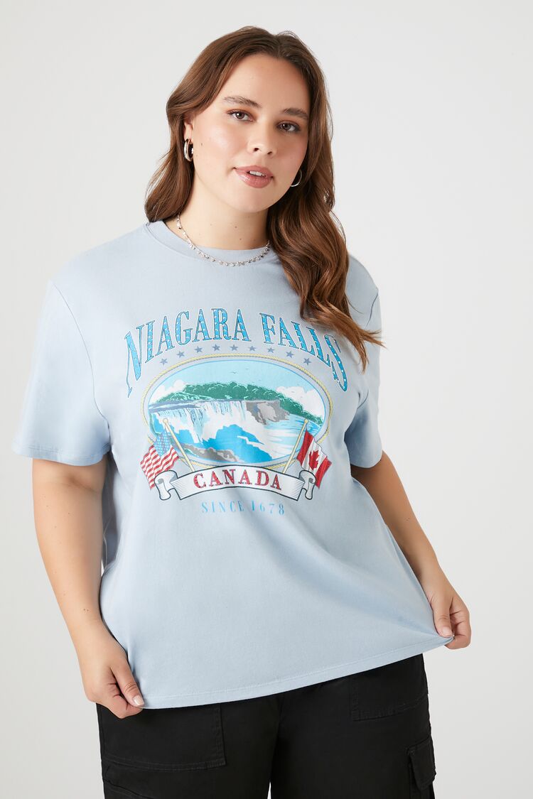 Forever 21 Plus Women's Niagara Falls Graphic T-Shirt Blue/Multi