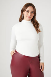 Forever 21 Plus Women's Contour Turtleneck Top White