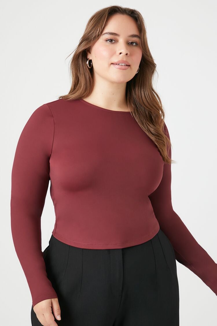 Forever 21 Plus Women's Long-Sleeve Top Wine