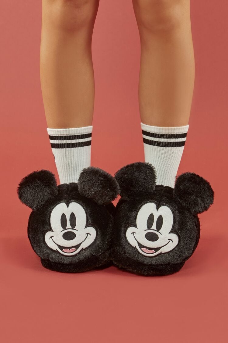 Forever 21 Women's Disney Mickey Mouse House Slippers Black