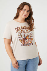 Forever 21 Plus Women's San Antonio Texas Graphic T-Shirt White/Multi