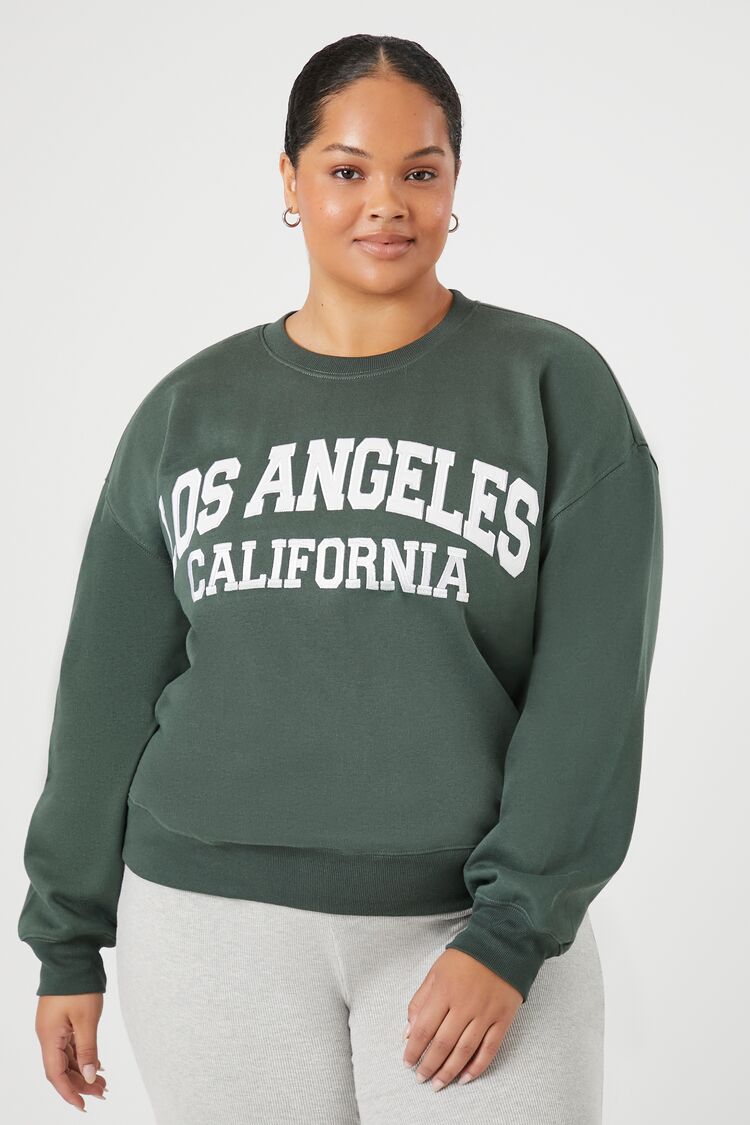 Forever 21 Plus Women's Los Angeles Graphic Pullover Green Haze/Multi