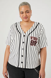 Forever 21 Plus Women's Vibes Baseball Jersey Top White/Black