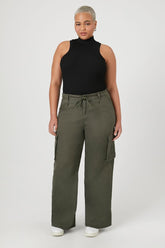 Forever 21 Plus Women's Drawstring Cargo Pants Olive