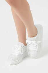 Forever 21 Women's Rhinestone Platform Sneakers White