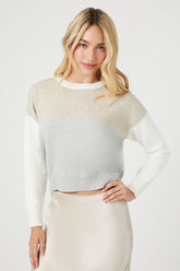 Forever 21 Knit Women's Colorblock Dropped-Sleeve Sweater White/Multi