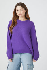 Forever 21 Knit Women's Ribbed-Trim Sweater Wisteria