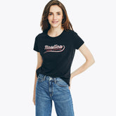 Nautica Women's Sustainably Crafted Nautica Heritage Foil Graphic T-Shirt True Black