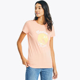 Nautica Women's Sustainably Crafted Sea And Sail Foil Graphic T-Shirt Sugar Coral