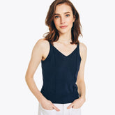 Nautica Women's Sustainably Crafted Sweater Tank Stellar Blue Heather
