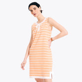 Nautica Women's Lace-Up Striped Tunic Dress Fire Orange