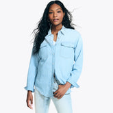 Nautica Women's Nautica Jeans Co. Denim Shirt Jacket Deep Navy Heather