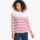 Nautica Women's Striped Long Sleeve Top Sailor Red