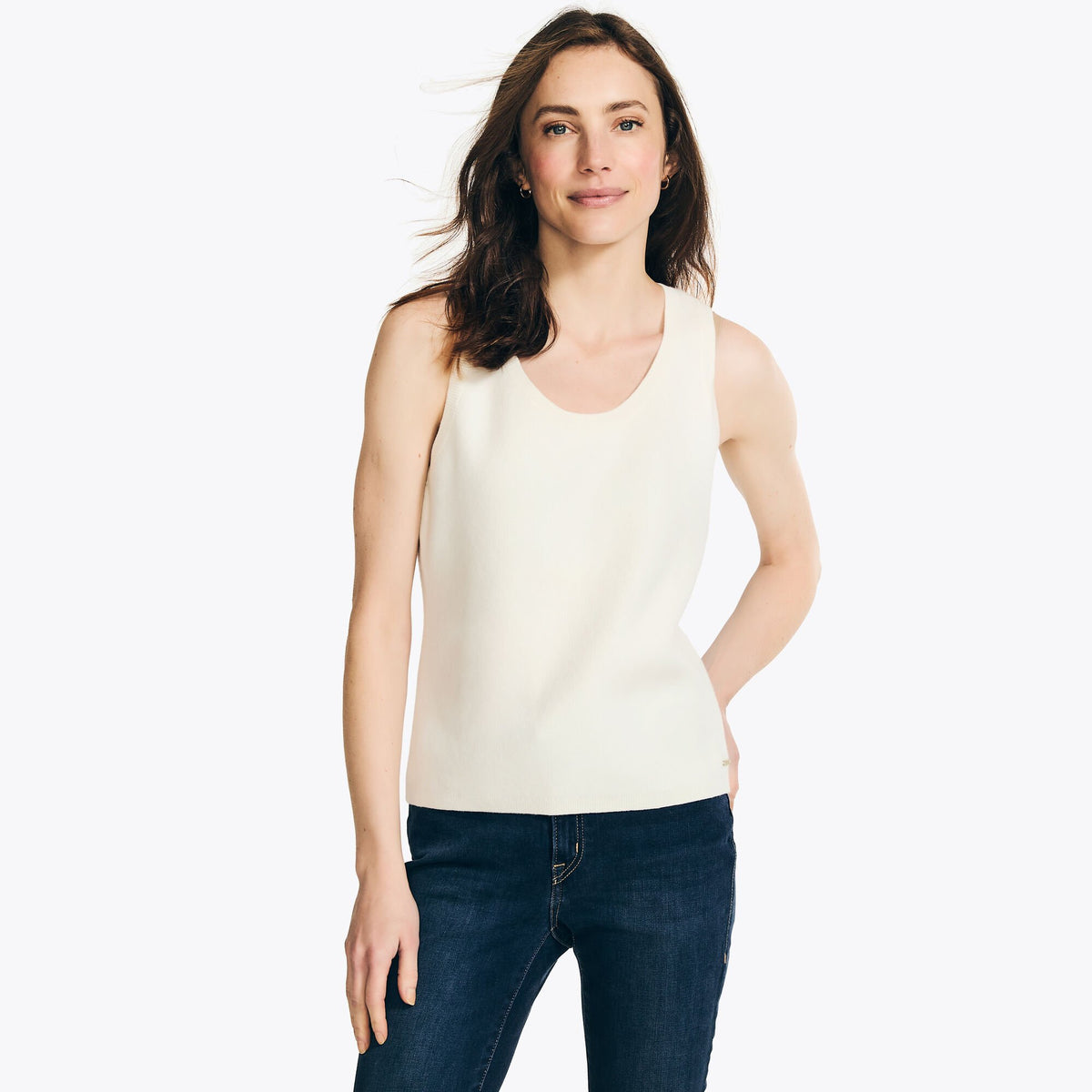 Nautica Women's Sweater Tank Marshmallow