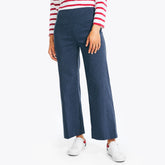 Nautica Women's Wide Leg Cropped Pull-On Denim Trouser Medium Wash