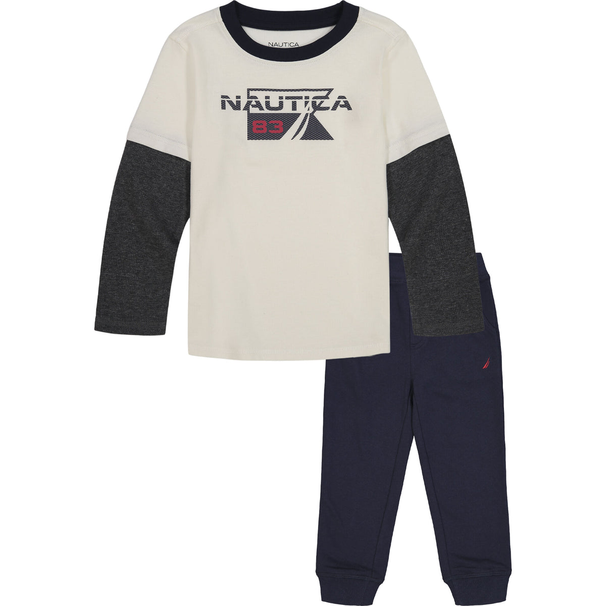 Nautica Toddler Boys' Thermal 2Pc Jogger Set (2T-4T) Antique White Wash