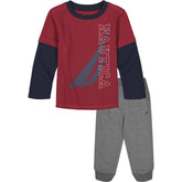 Nautica Infant Boys' Thermal 2Pc Jogger Set (12M-24M) Melonberry