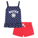 Nautica Toddler Girls' Tank 2Pc Terry Short Set (2T-4T) Antique White Wash