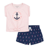 Nautica Toddler Girls' T-Shirt 2Pc Terry Short Set (2T-4T) Navy