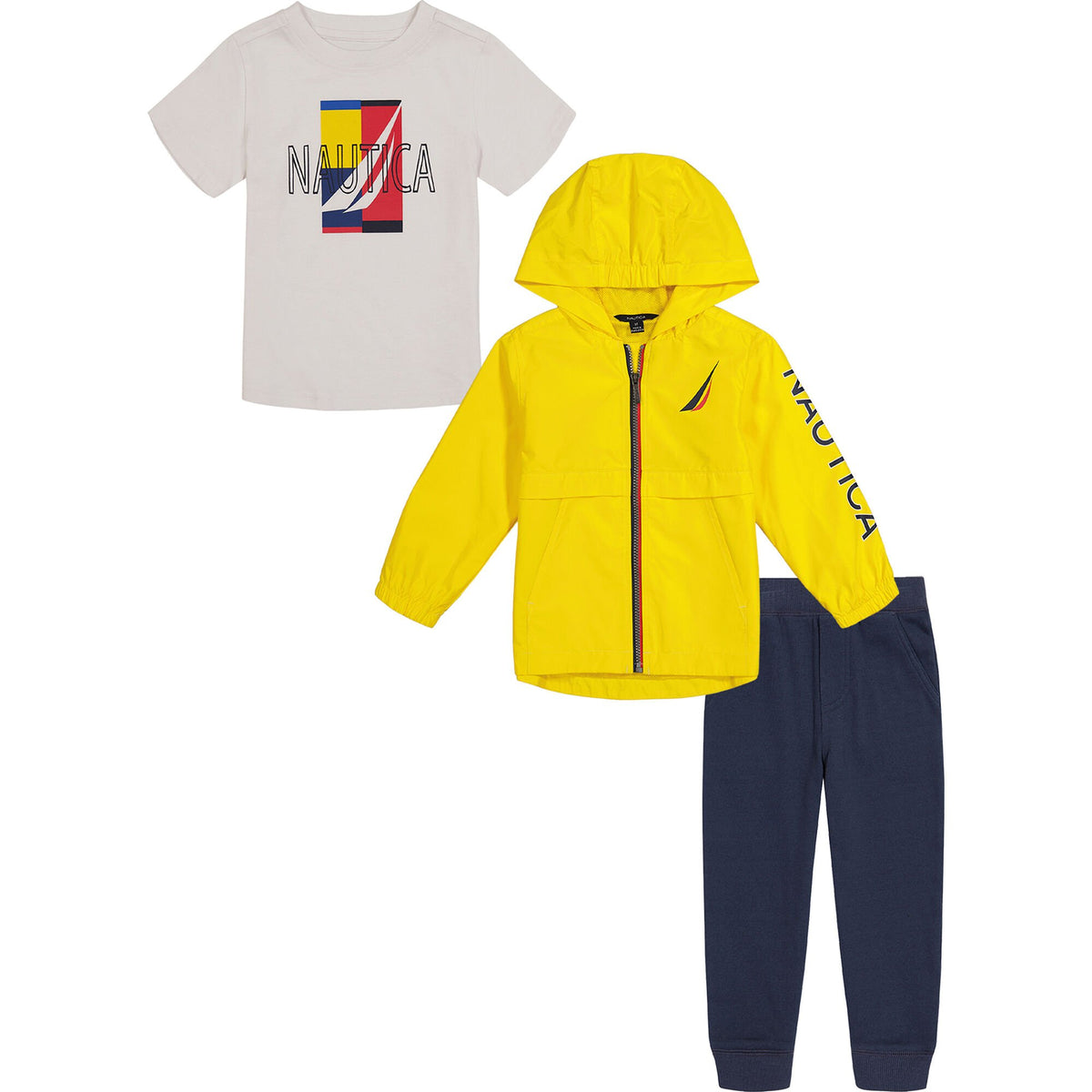 Nautica Toddler Boys' Jacket And T-Shirt 3Pc Jogger Set Light Yellow
