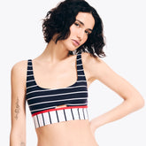 Nautica Women's Striped Swim Top Stellar Blue Heather