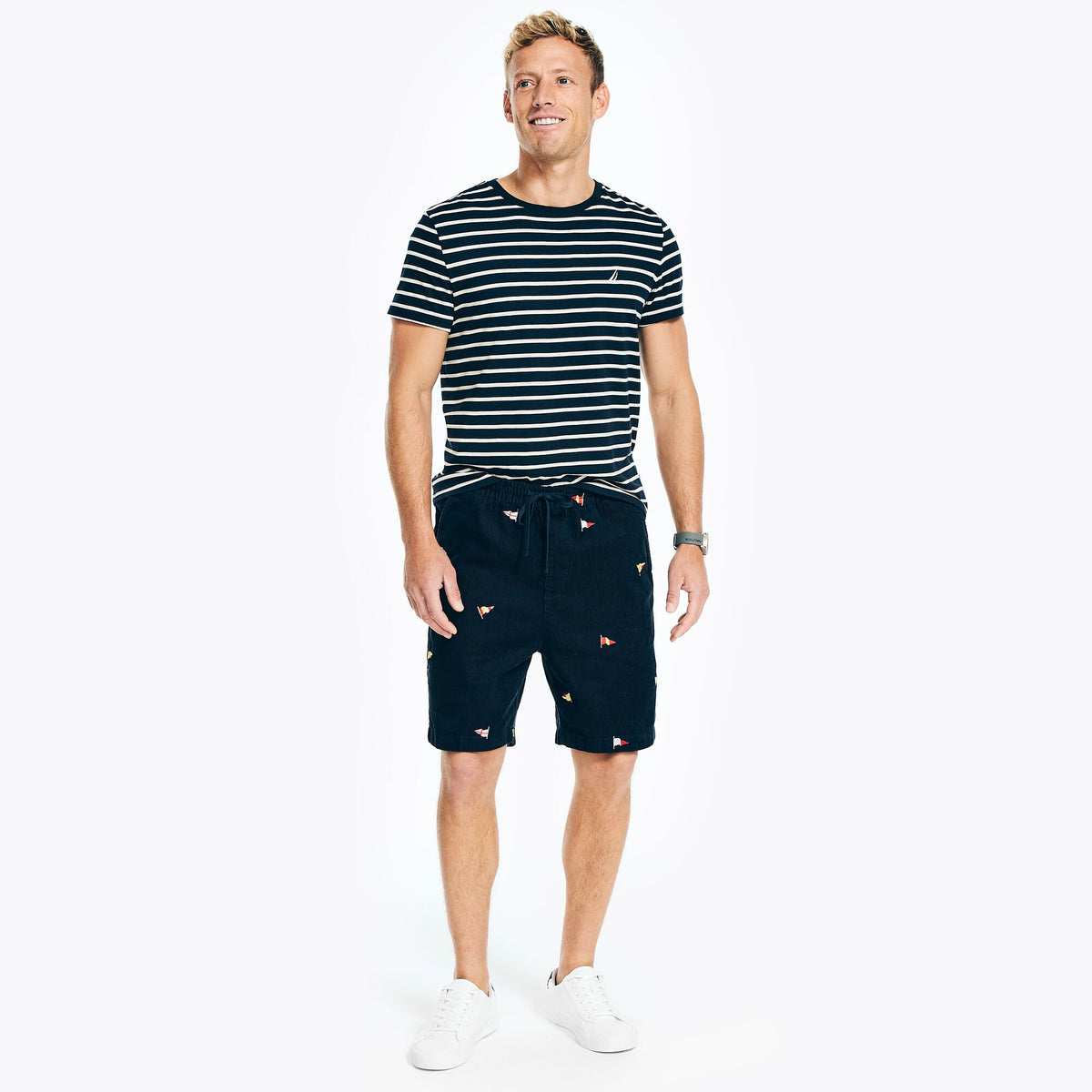 Nautica Men's 7" Printed Corduroy Short Navy