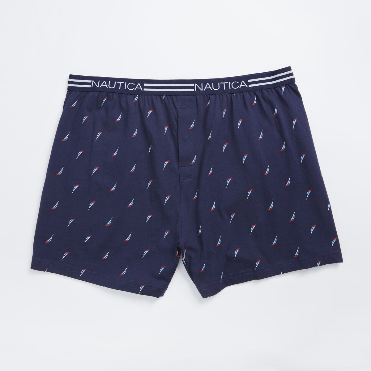 Nautica Men's Striped Sailboat Knit Boxer Sapphire/Pitch Yellow