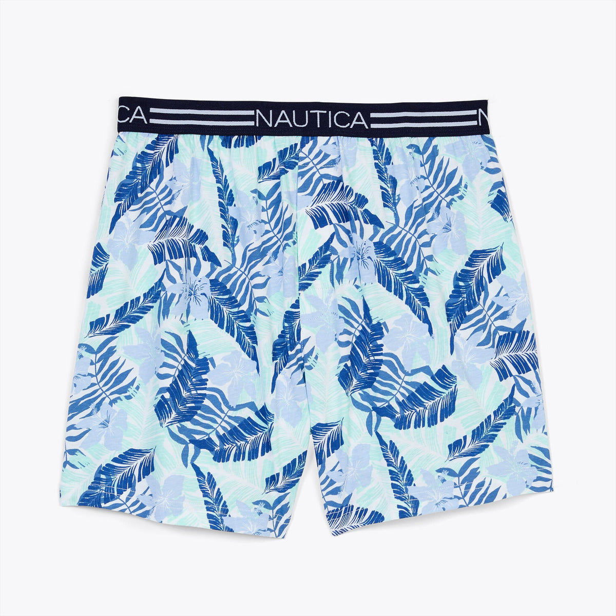 Nautica Men's Tropical Leaf Print Knit Boxer Blue Depths