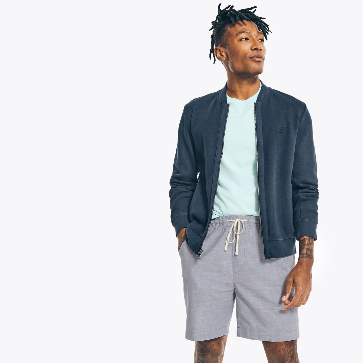 Nautica Men's 7" Boardwalk Short Charcoal Blue Heather