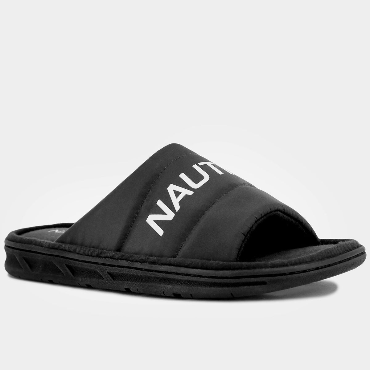 Nautica Men's Logo Embossed Slide Sandal Black
