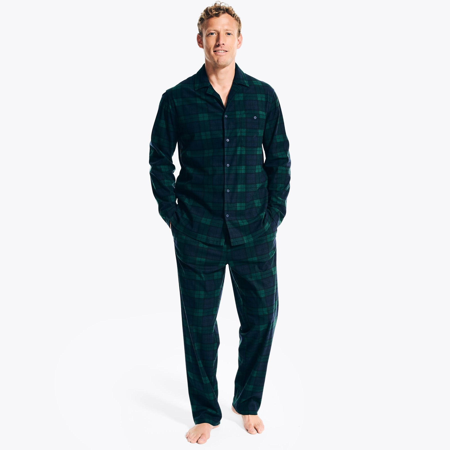 Nautica Men's Plaid Pajama Pant Set Kelp Seas