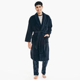 Nautica Men's Solid Plush Robe Navy