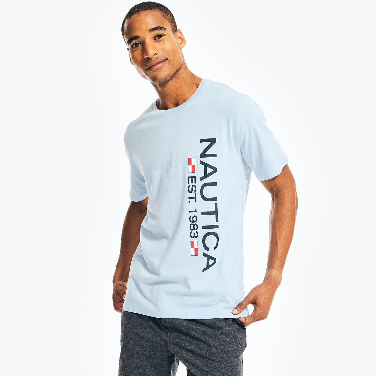 Nautica Men's Logo Sleep T-Shirt Light Tide Water Wash