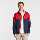 Nautica Men's Big & Tall Lightweight Colorblock Bomber With Concealed Hood Navy