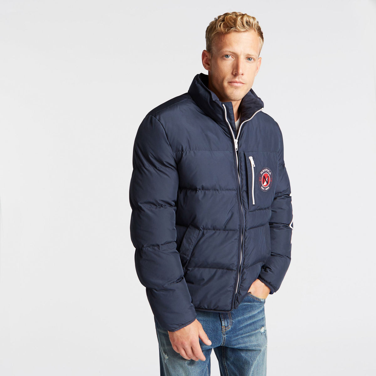 Nautica Men's Big & Tall Tempasphere Water-Resistant Puffer Navy