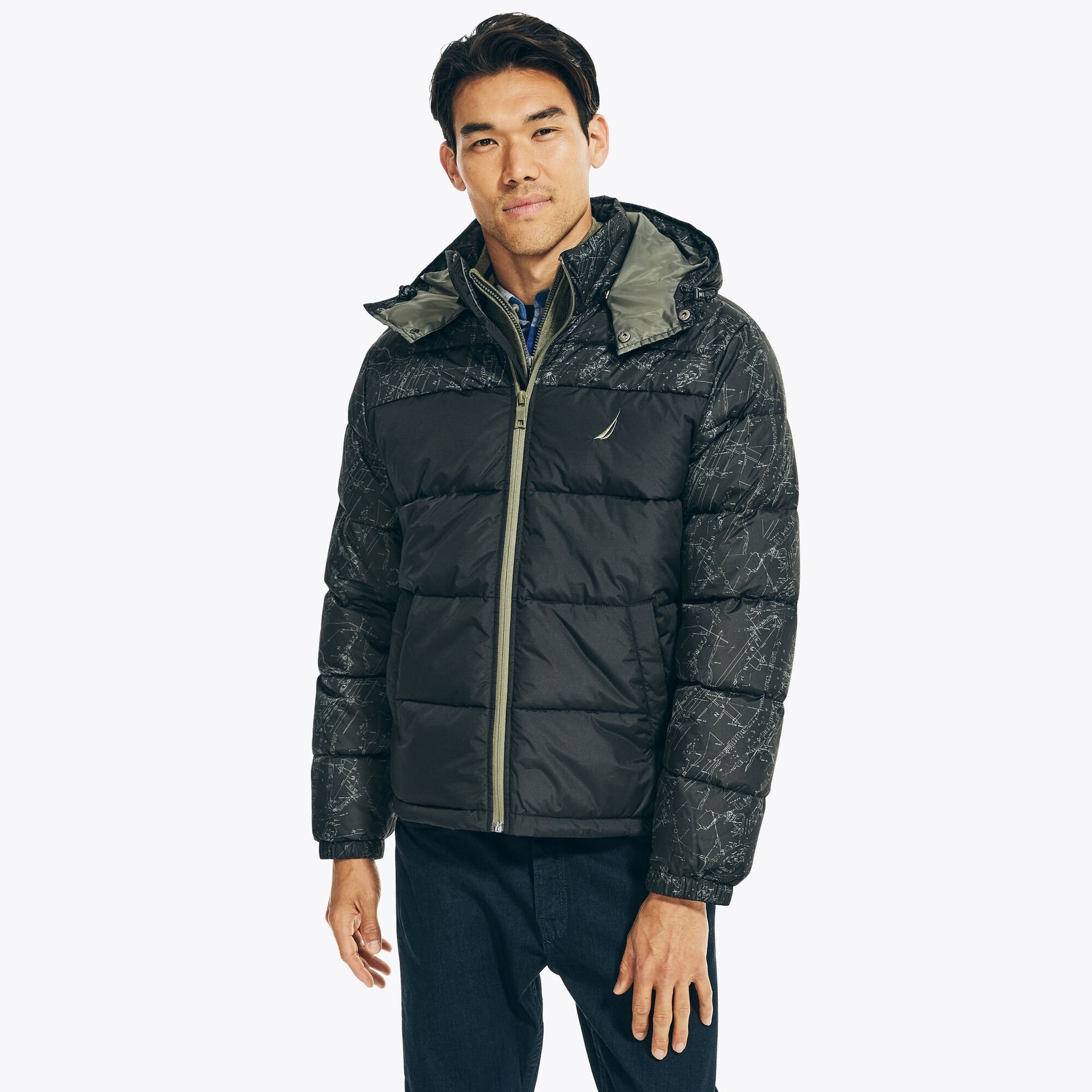 Nautica Men's Colorblock Tempasphere Puffer True Black