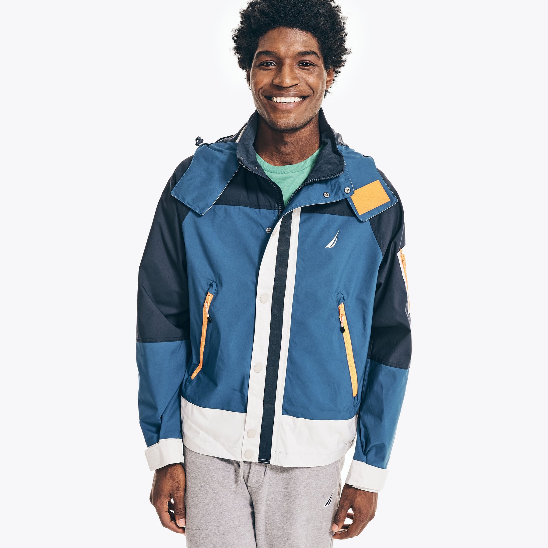 Nautica Men's Colorblock Sailing Jacket Pure Adriatic Sea Wash