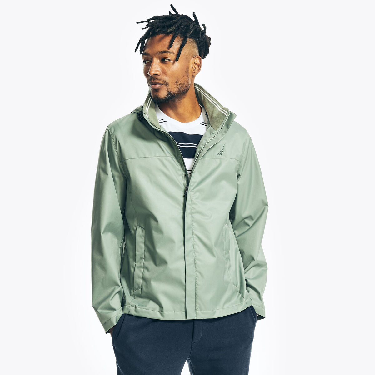 Nautica Men's Lightweight Colorblock Bomber Jacket Jade Forest Heather