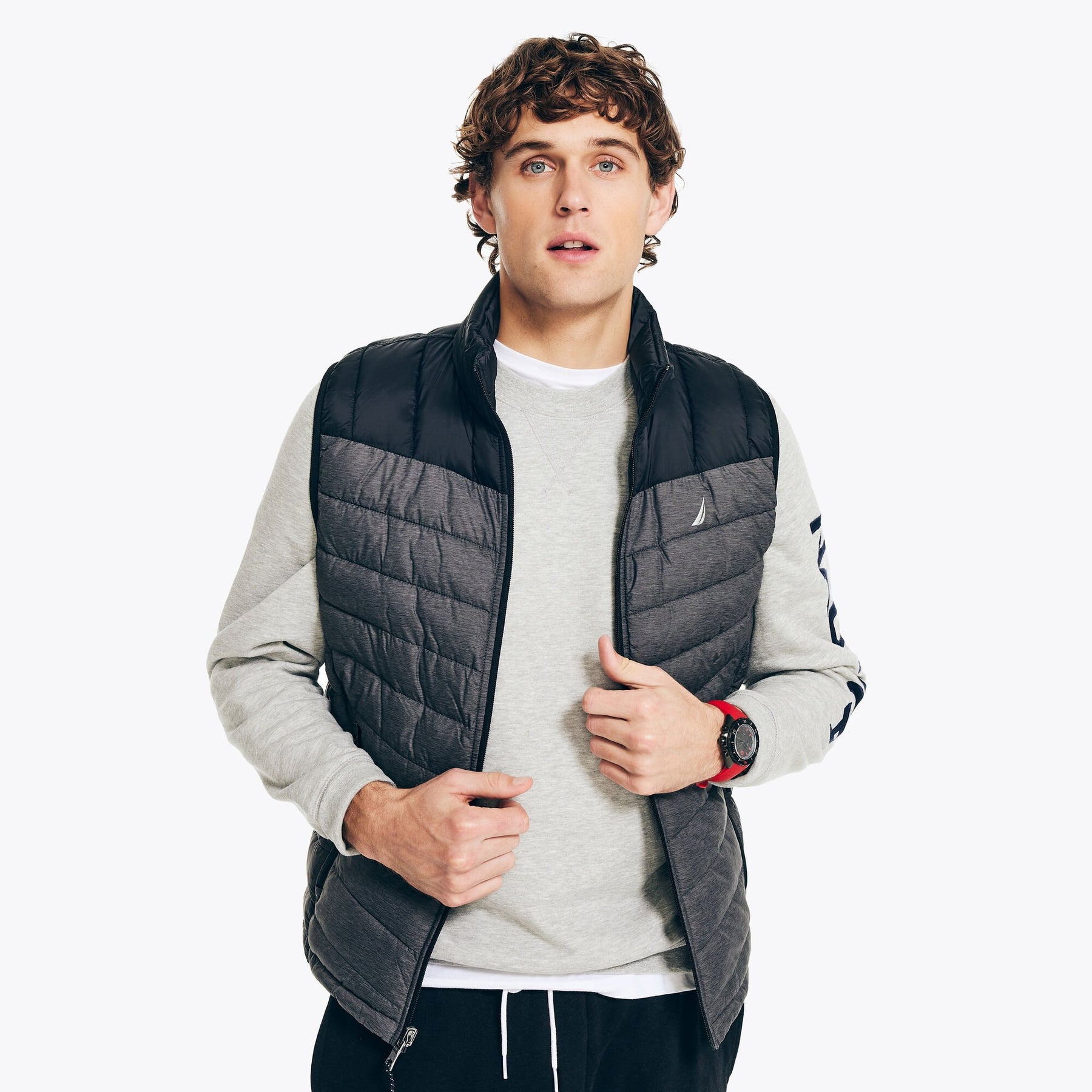 Nautica Men's Reversible Quilted Vest Grey Heather