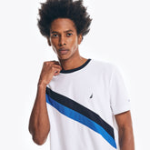 Nautica Men's Navtech Sustainably Crafted Chest-Stripe T-Shirt Bright White