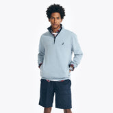 Nautica Men's Quarter-Zip Fleece Sweatshirt Anchor Blue Heather