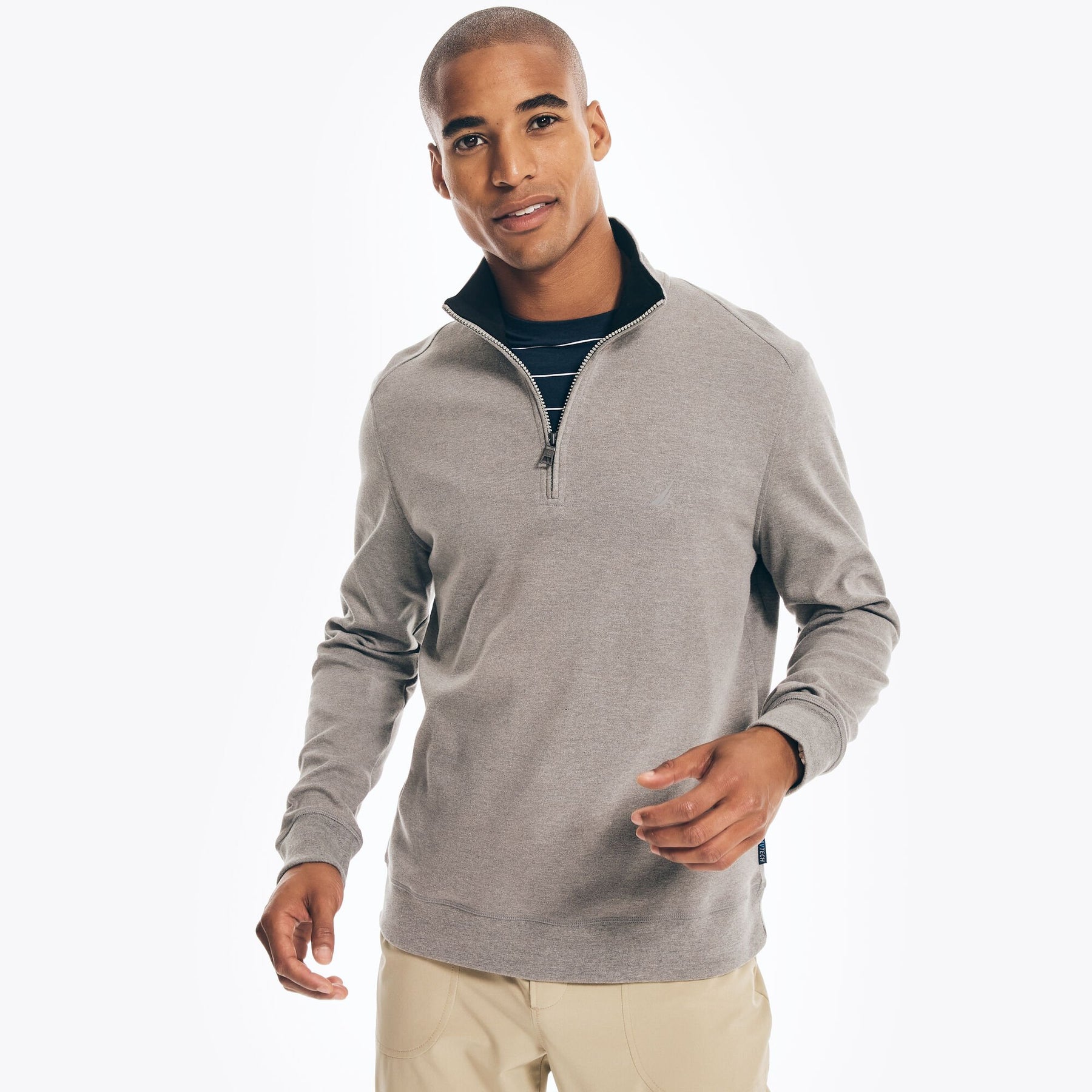 Nautica Men's Navtech Half-Zip Sweatshirt Stone Grey Heather