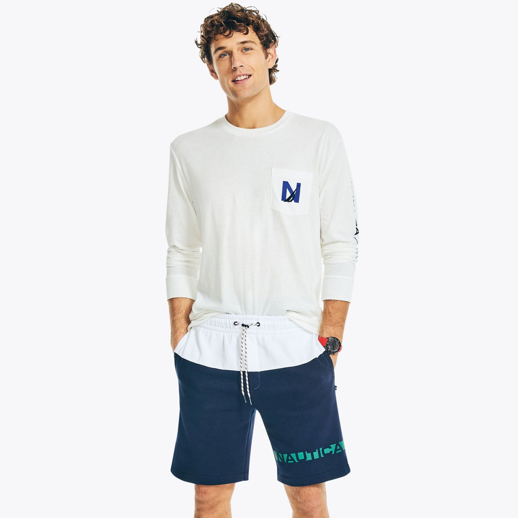 Nautica Men's Sustainably Crafted 9" Colorblock Short Navy