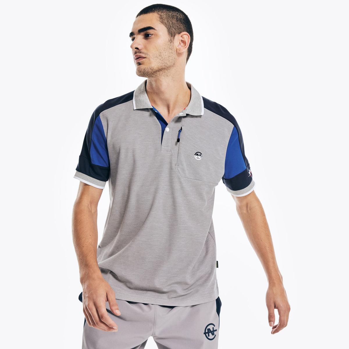 Nautica Men's Competition Sustainably Crafted Classic Fit Polo Grey Heather