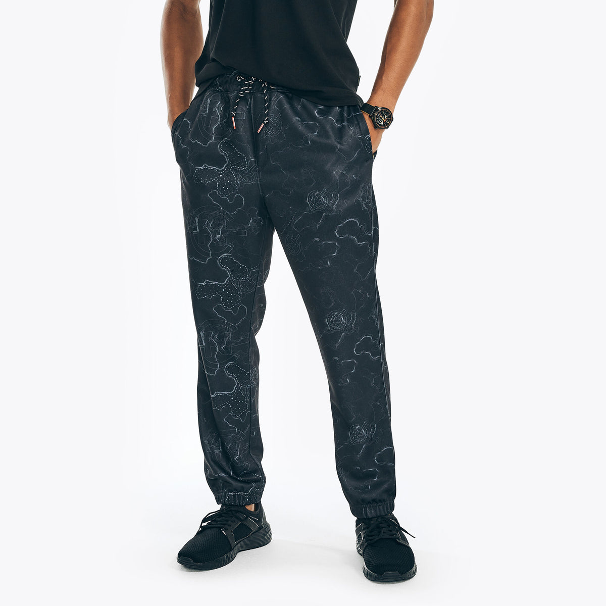 Nautica Men's Competition Sustainably Crafted Printed Jogger True Black