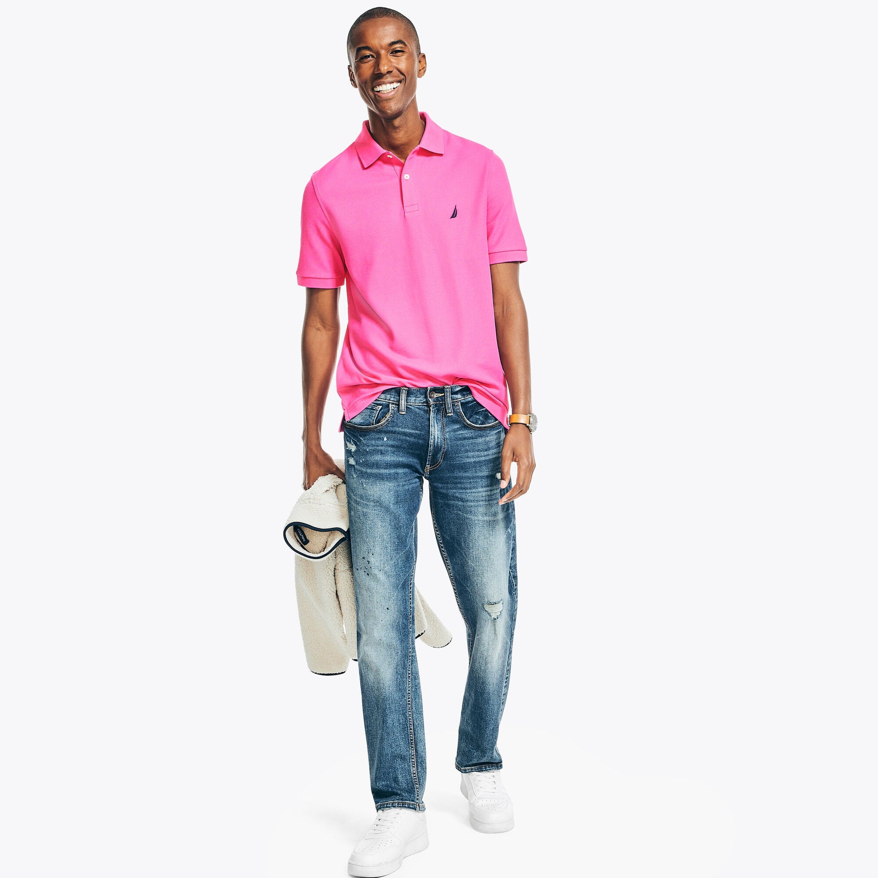 Nautica Men's Sustainably Crafted Classic Fit Polo Rockaway Red