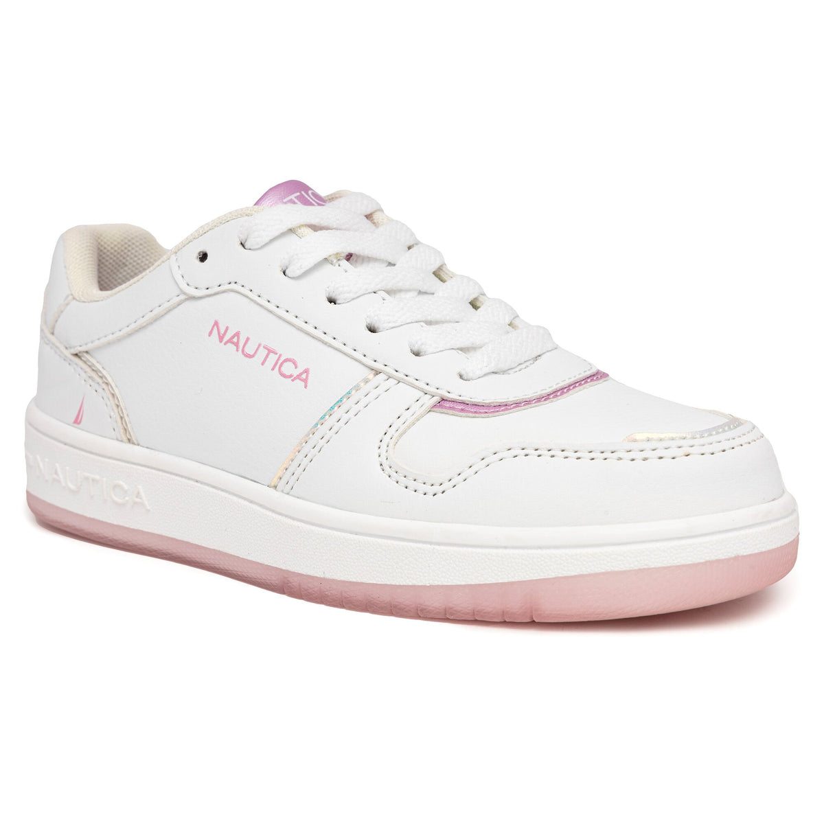 Nautica Girls' Logo Lace-Up Sneaker Bright White