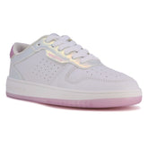 Nautica Girls' Holographic Lace-Up Sneaker Antique White Wash