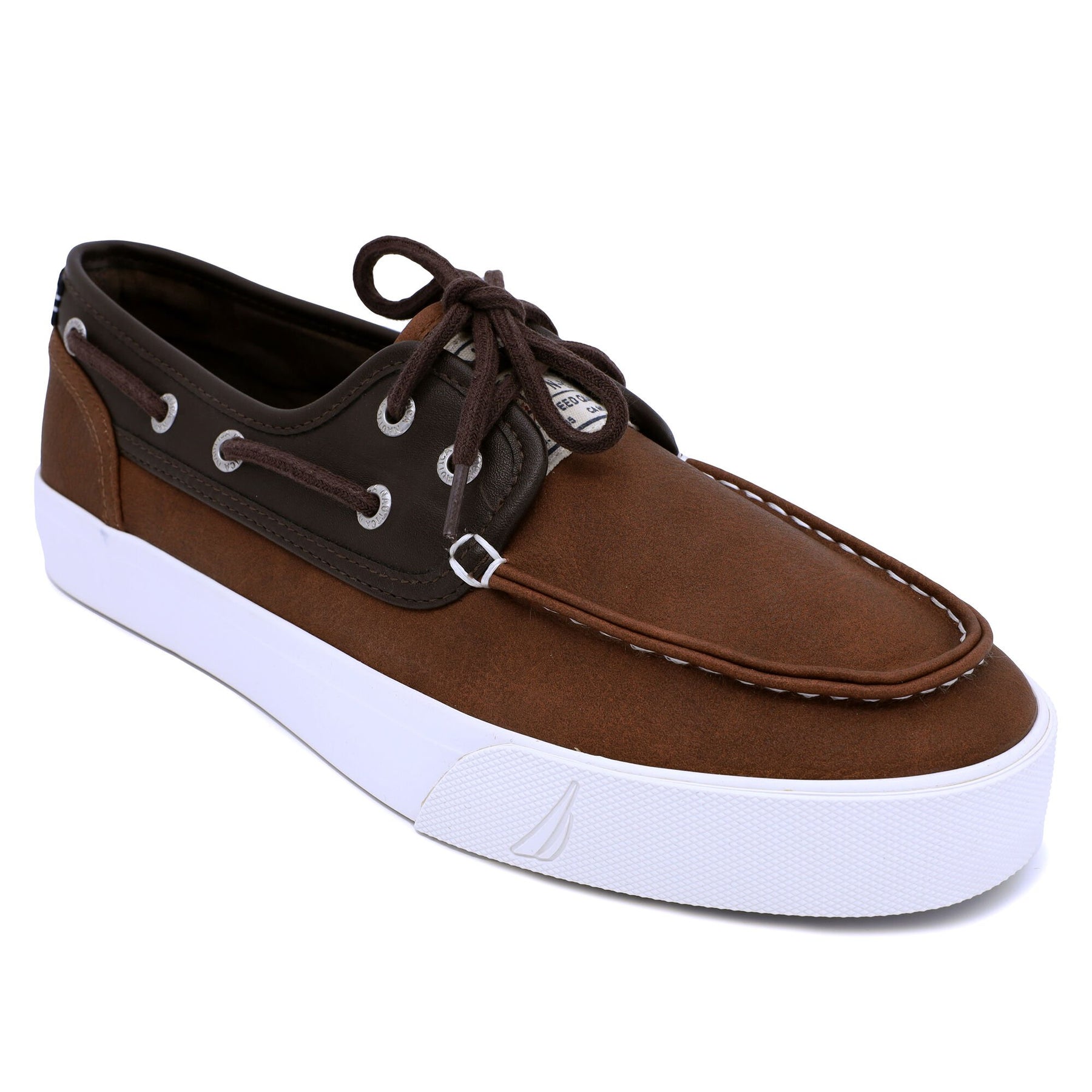 Nautica Men's Spinnaker Mixed-Media Boat Shoe Dark Brown Heather